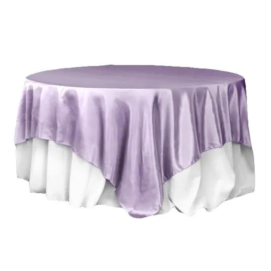 Square 90"x90" Satin Table Overlay - Lavender